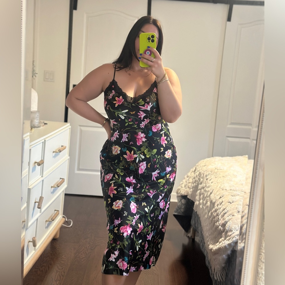 Black Floral Nightgown